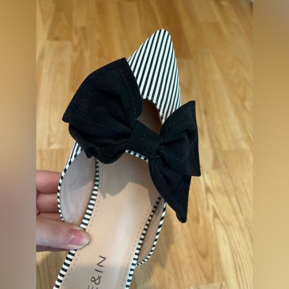 Shein Women’s Black/White Striped Slip on Flats Size 8.5 NWOT - Picture 4 of 5